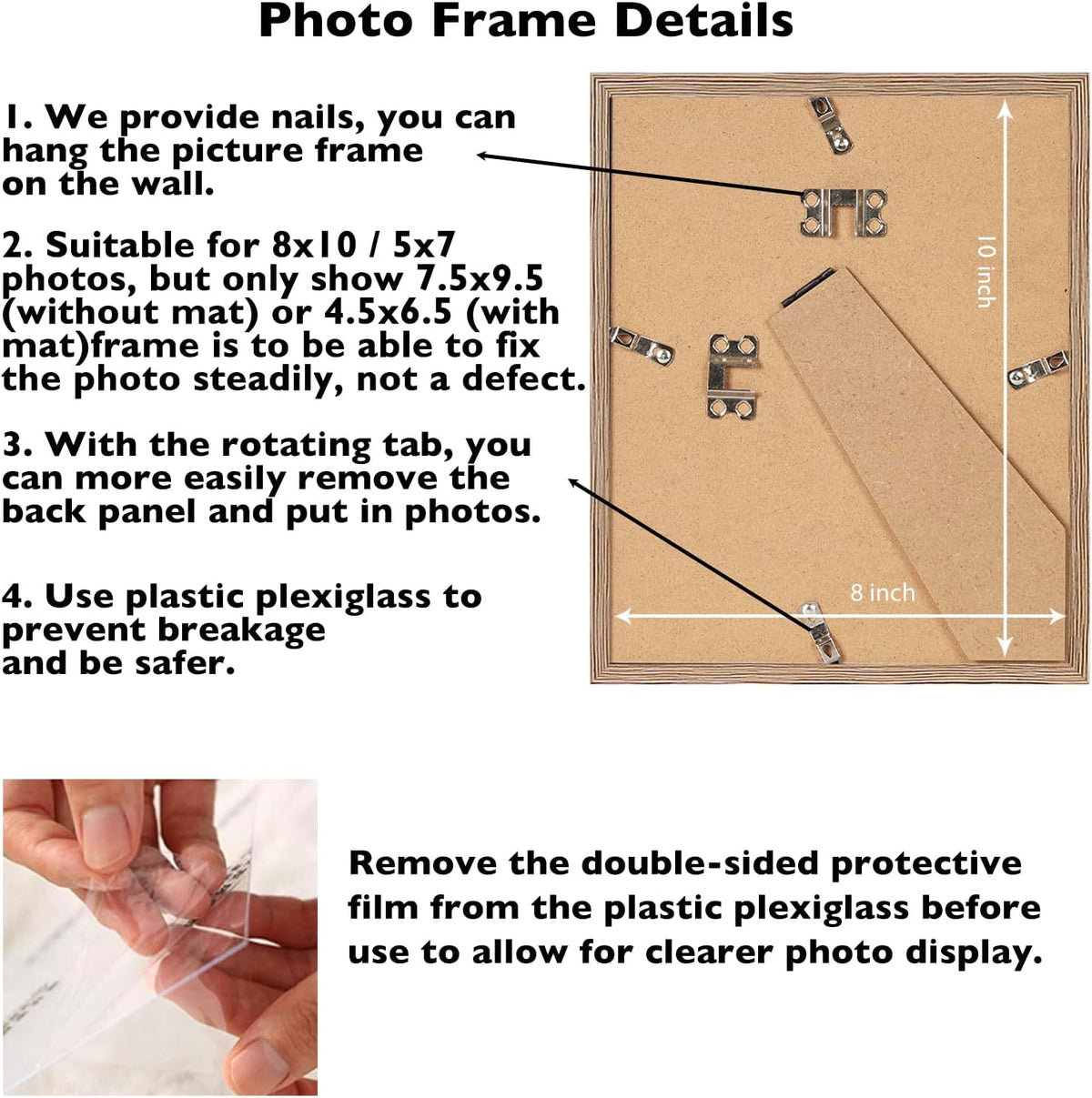 Rustic Brown 8x10 Picture Frame by [Brand Name] - Versatile Wall Hanging & Tabletop Display with 5x7 Mat
