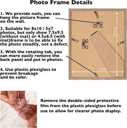 Rustic Brown 8x10 Picture Frame by [Brand Name] - Versatile Wall Hanging & Tabletop Display with 5x7 Mat