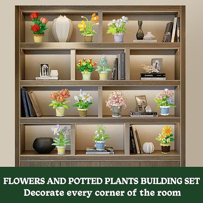 12 Pcs Flowers Bouquet Building Set2531 Pcs Flower Botanical Collection Building Block ToyMicro Plant for Home or Office Decor Mother's Day Valentine Christmas Birthday Gifts for AdultsGirls