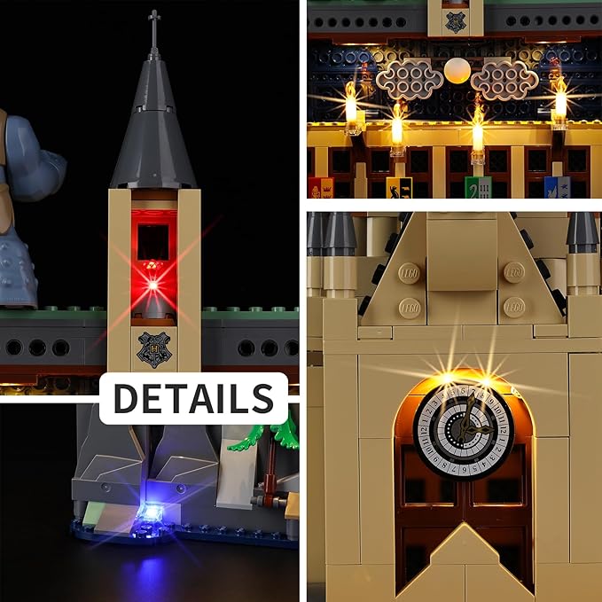 Kyglaring LED Lighting Kit Compatible with Lego Hogwarts Castle The Great Hall 76435 Building Blocks Set Upgraded Remote Control Multi-Light Effects &amp Sequences (Lights Only)