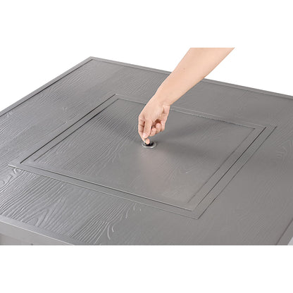 Square 42 in. x 42 in. Aluminum Propane Fire Pit Table with Glass Beads, Two Covers, Lid, 57,000 BTUs in Grey Finish
