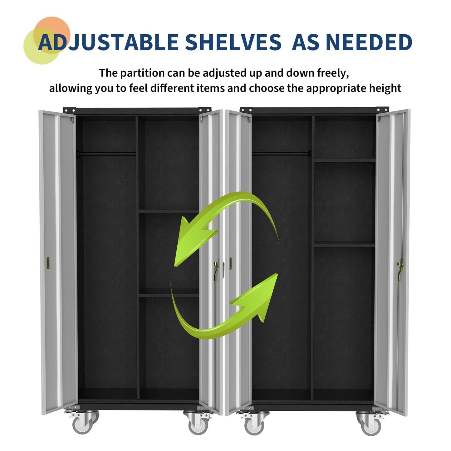 IDEALHOUSE 71" Black Metal Storage Cabinet with Lock - Heavy Duty Garage & Pantry Cabinet with 4 Adjustable Shelves, Secure Organization Cabinet for Office, Home, Shop