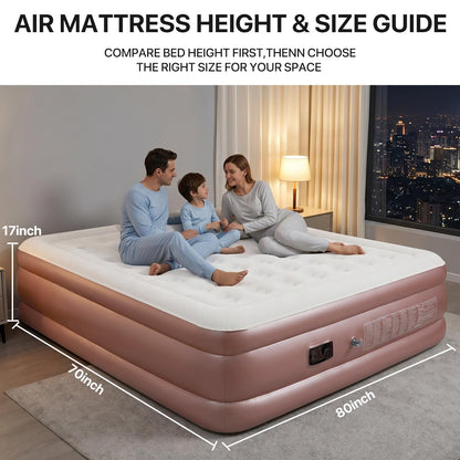 Ventalloria Luxury Air Mattress with Built in Pump Extra-Wide Queen Size Blow Up Mattress, 900 lbs Support Airbed Inflatable Mattress 17" Raised Air Bed, Inflatable Bed for Guest, Home & Camping