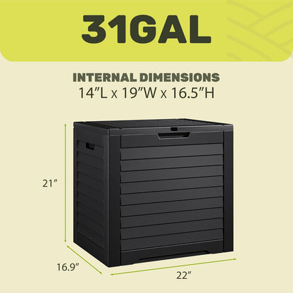 YITAHOME 35 Gallon Waterproof Outdoor Storage Box - Lockable Resin Deck Box for Patio & Garden Tools