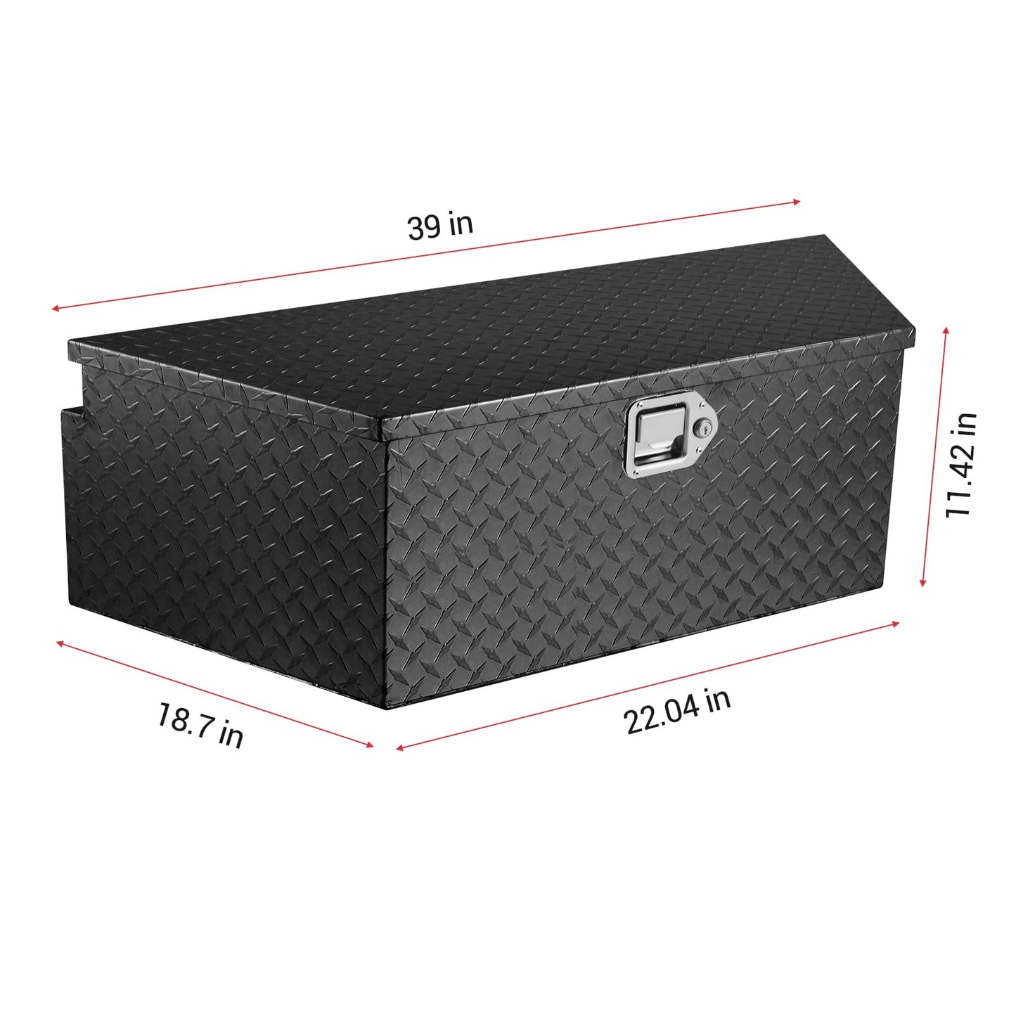 EliteEdge 39" Heavy Duty Aluminum Trailer Tongue Box with Lock – Waterproof Truck Tool Storage, Diamond Plate Utility Chest, Fits Pickup Beds, RVs, Flatbeds, Easy Install
