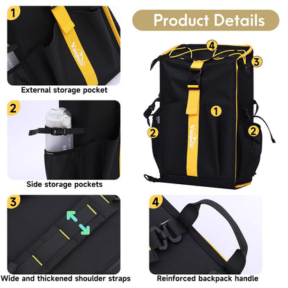 Vocpuli Camping Backpack - Aviation Aluminum Table Frame + 2 Folding Camping Chairs,+ Convertible Backpack Tabletop, Quick Setup&Portable,Camping Gear,Gifts for Camping, Picnic, Beach (Black)