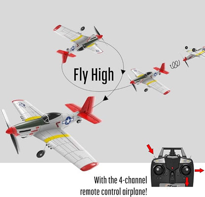 Top Race Remote Control Airplane RC Plane 4 Channel Ready to Fly RC Planes for Adults Advanced Foam Plane Remote Control Cessna P51 Mustang Upgraded with Propeller Saver (14 * 15 inch)