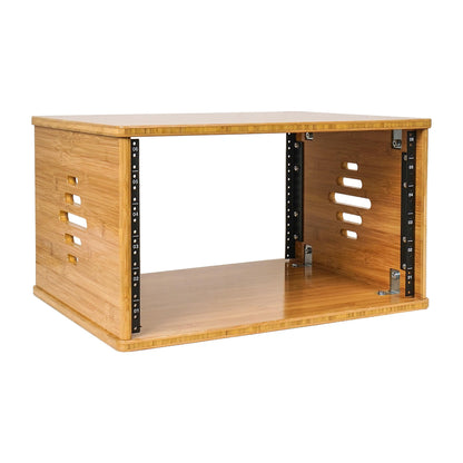 Sound Town DIY 6U Solid Carbonized Bamboo Studio Equipment Rack w/ 14.2" Depth, Ventilation for Recording Room, PA/DJ Pro Audio, Home Audio (STBR-6U)