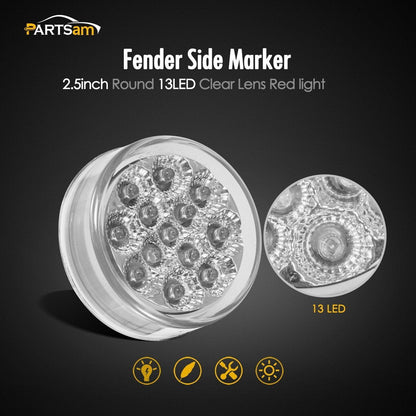 Partsam 2 Pcs Mini-Reflex Red Clear Lens Side indicator LED Marker + 1Pcs 2 Prong Continuous Wire Harness Roll