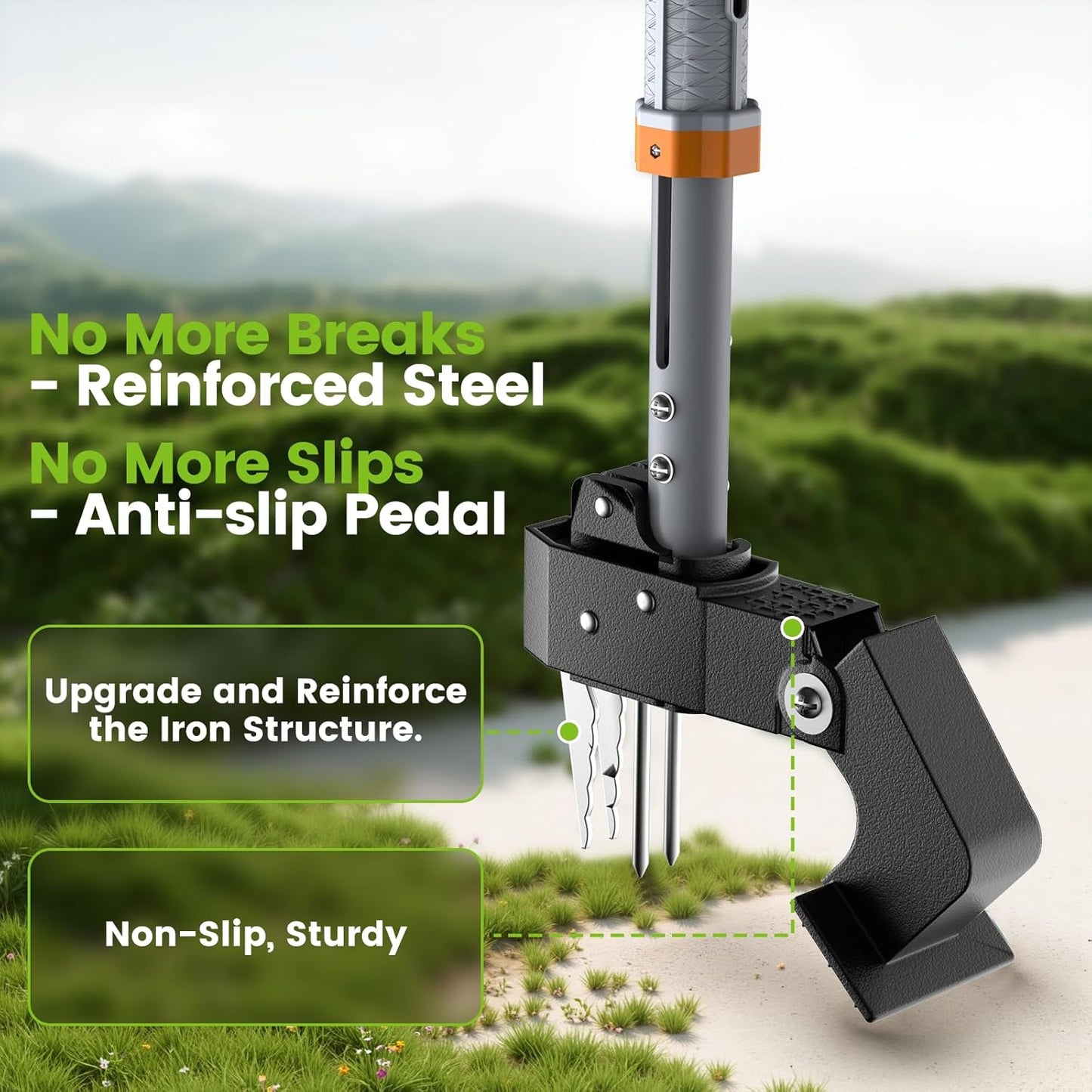 Stand Up Weed Puller Tool by [Brand Name] - 4-Claw Steel Head, 39"-46" Adjustable Handle for Easy Dandelion Removal