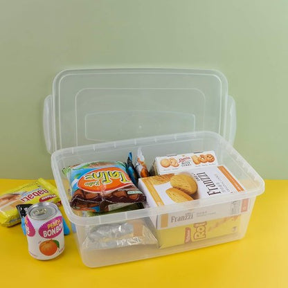 Inhouse 14 Quart Clear Storage Bin - Durable Plastic Latching Container with Lid | Set of 4