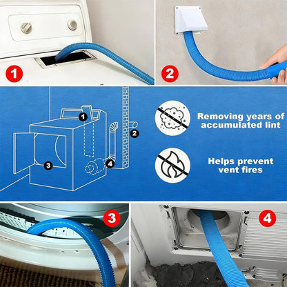 2026 Upgraded Dryer Lint Vac Attachment Compatible with All Vacuum Cleaner, Universal Dryer Vent Cleaner Kit, Dryer Vacuum Hose Attachment, Deep Cleaning Tools for Clogged Ducts & Lint Removal