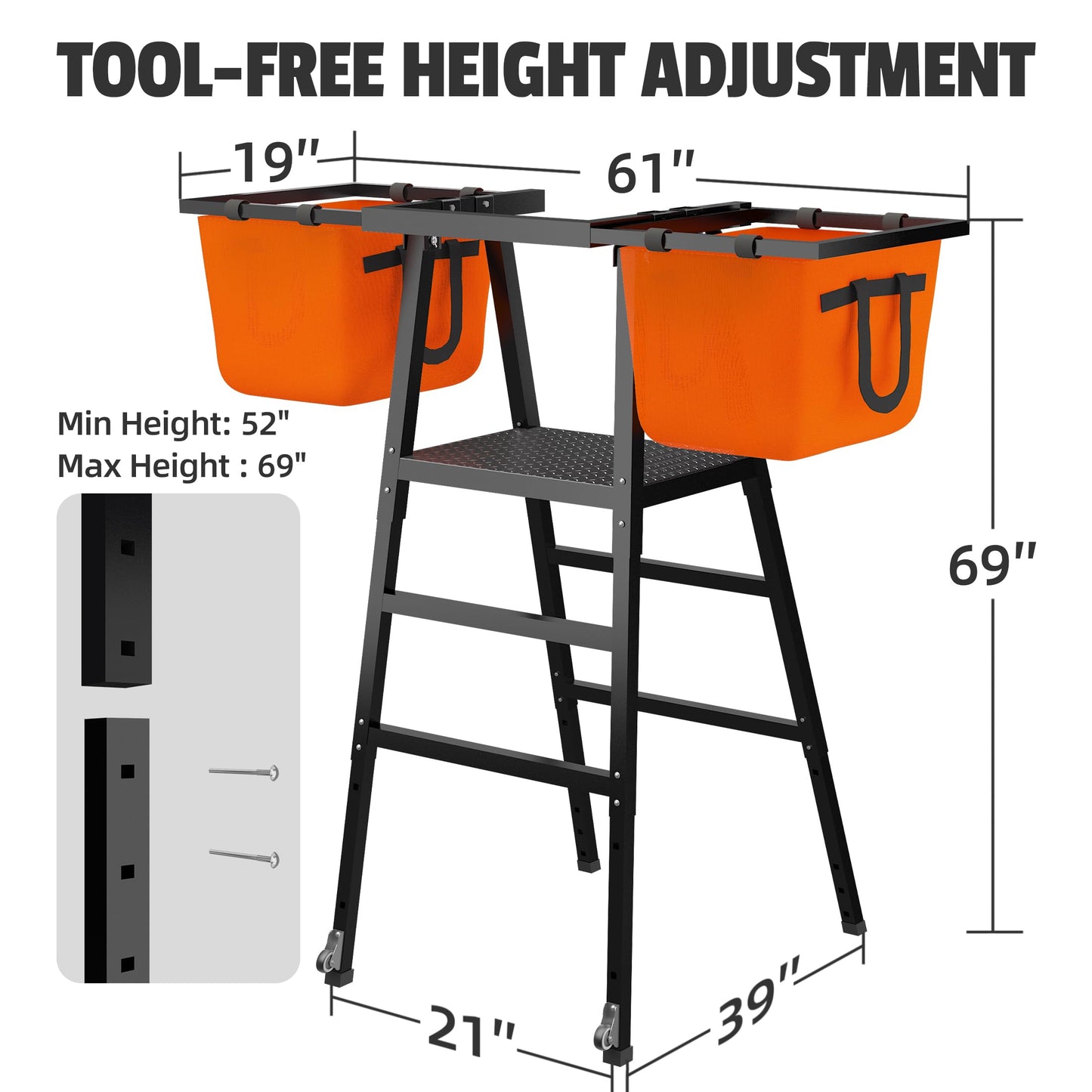 MR Portable Volleyball Coaching Tower with Ball Bag Attachments, Adjustable Volleyball Referee Stand, Volleyball Training Tower for Passing, Defense, and Blocking Drills