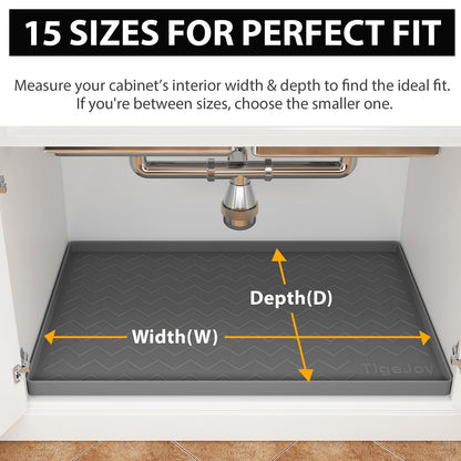 TigeJoy Waterproof Under Sink Mat 22" x 19", Shelf Liner Protector in Kitchen and Bathroom, Silicone Cabinet Liners for Organizers and Storage, Fit as Drawer Mats or Drip Tray