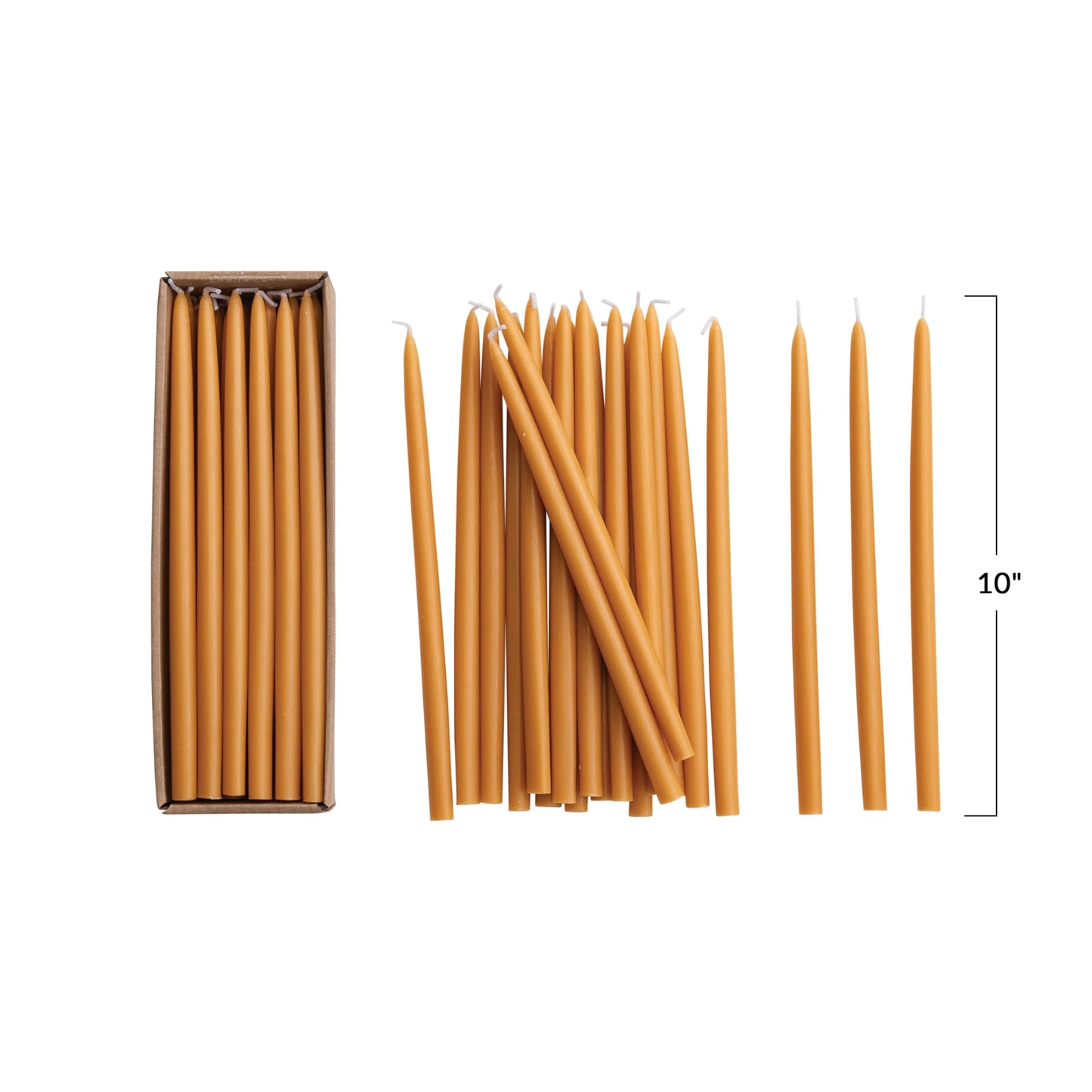 Creative Co-Op 24-Piece Unscented Thin Taper Candles in Box, Camel Color