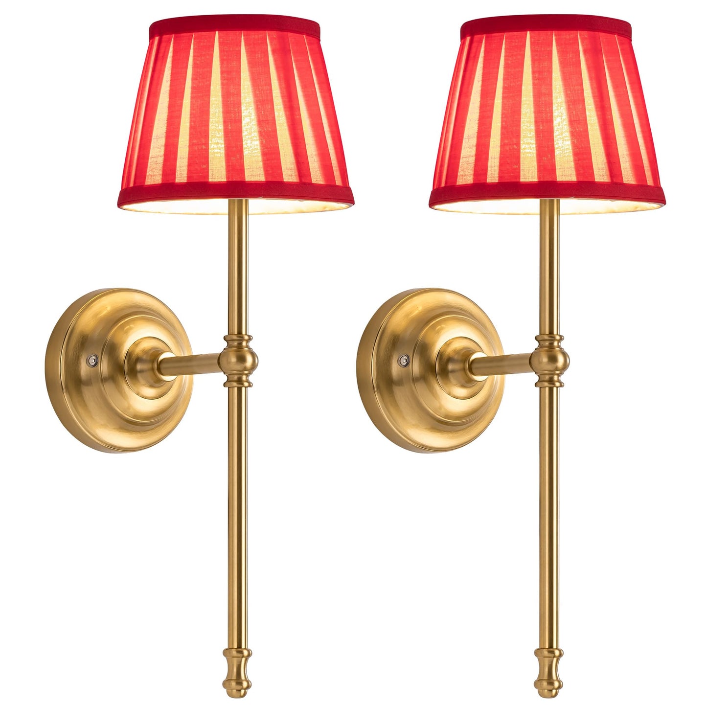 KDG Cordless Wall Sconces Set of 2, Small Wireless 5200mAh Rechargeable Battery Fabric LED Wall Lamps, Portables Lightings for Wall Painting, Living Room, Bedroom, Hallway, Gifts, Night Light (Red)
