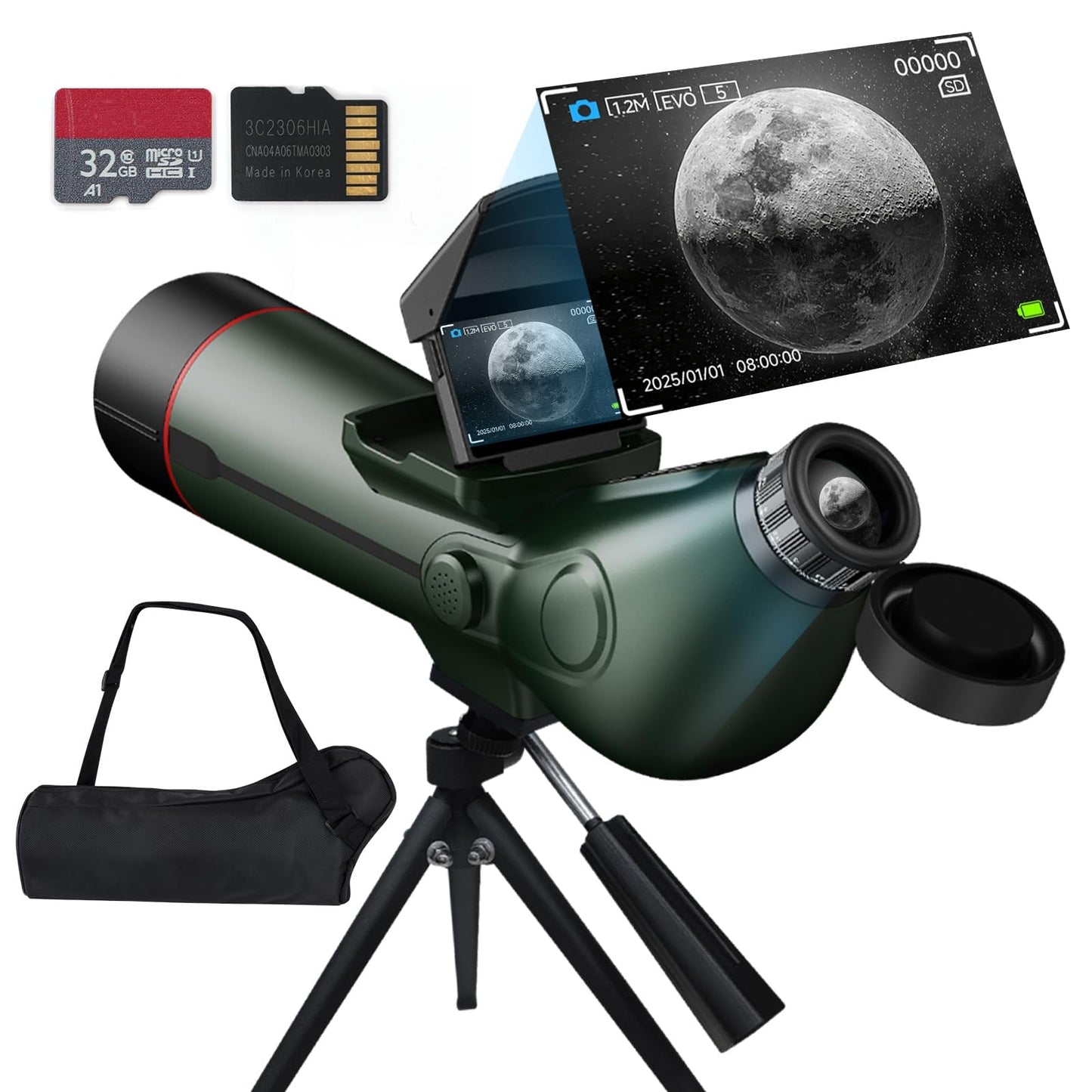 Smart Telescope, Professional Refractor Auto-focus Portable Digital Electronic Telescopes with 4K Astrophotography Camera, Internal And External Dual Screens Spotter for Adults and Beginners Astronomy