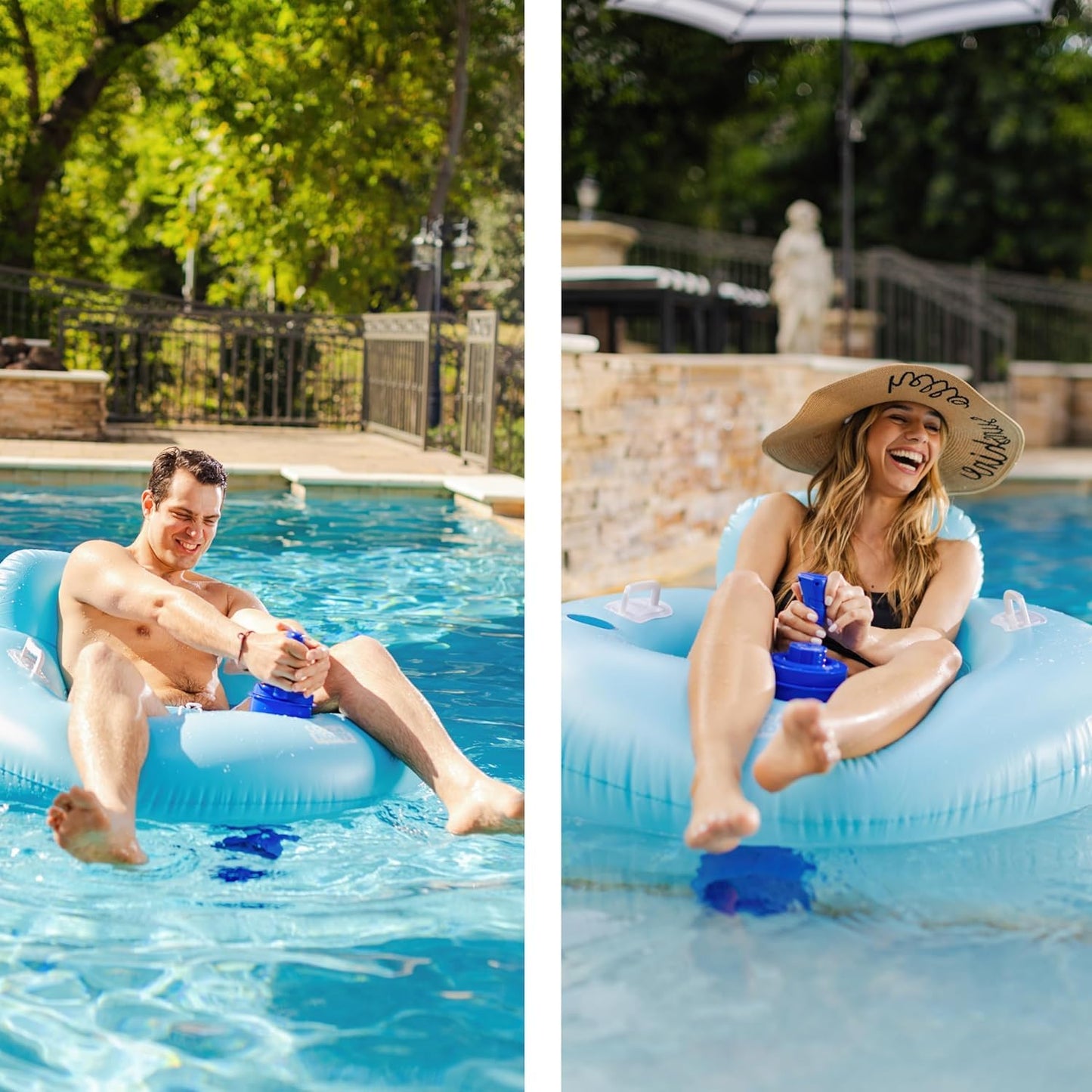 Comfy Floats Motorized Pool Float - Includes Motorized Propeller with 360º Operation and Cup Holder - 12V Motorized Pool Tube for Pool and Lake - Large Enough for Adults