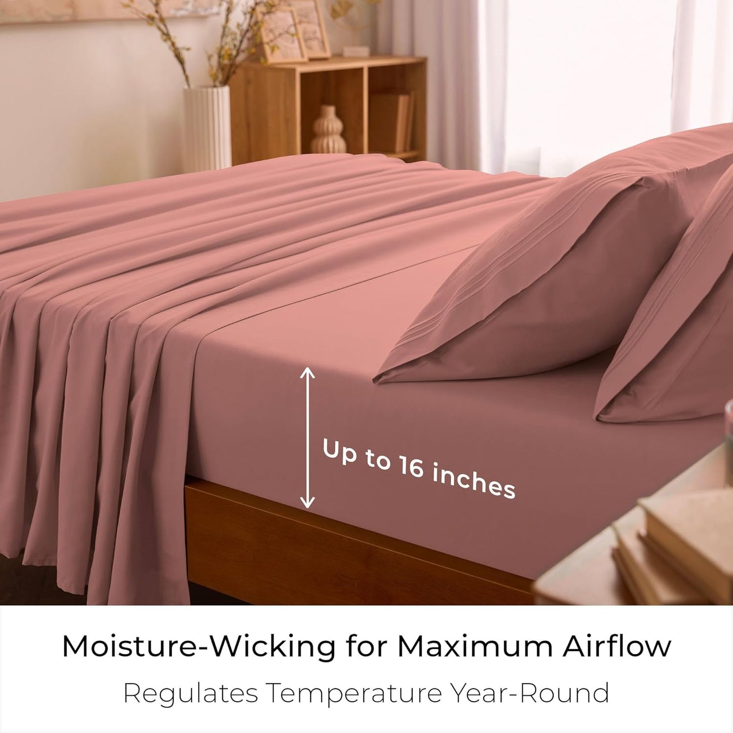 Mellanni Full Sheets Set - 4 PC Hotel Luxury Bedding | Extra Soft, Cooling, Wrinkle-Resistant (Coral)