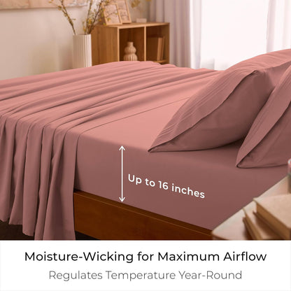 Mellanni Full Sheets Set - 4 PC Hotel Luxury Bedding | Extra Soft, Cooling, Wrinkle-Resistant (Coral)