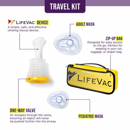 LifeVac Yellow Travel Kit 2 Pack - Portable Suction Rescue Device, First Aid Kit for Kids and Adults, Portable Airway Suction Device for Children and Adults