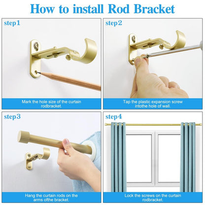 AMZSEVEN Curtain Rods for Windows, Drapery Rod 1 inch Diameter, Curtain Rod with Cylindrical Finials (Gold, 16" to 48" - 1'' rod)