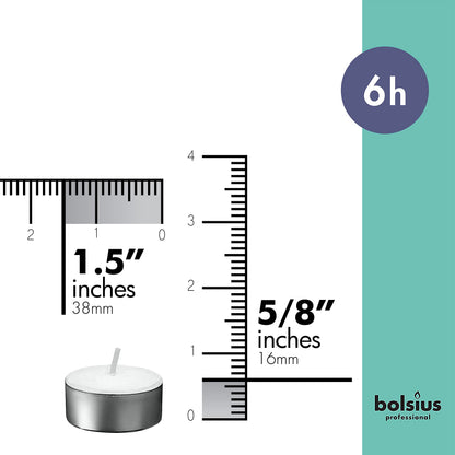 BOLSIUS Tea Lights Candles - Bulk Pack of White Unscented Candle Lights with 6 Hour Burning Time - Tea Candles for Wedding, Home, Parties, and Special Occasions (Pack of 100)