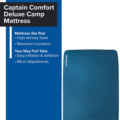 Big Agnes Captain Comfort Deluxe Camp - Supremely Comfortable, All-Weather, Self-Inflating Sleeping Pad, Double Wide, Gibraltar Sea