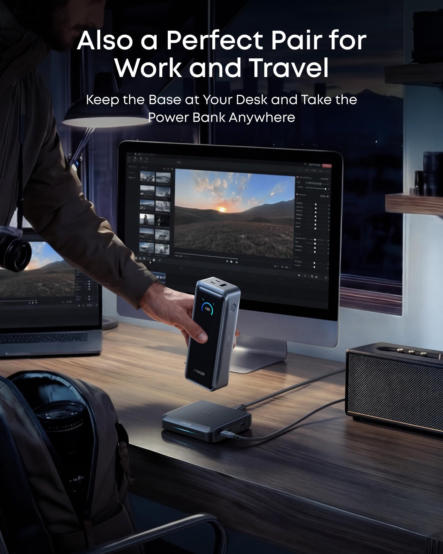 Anker Prime Power Bank and Charging Base, 26,250mAh 300W Max Portable Charger with Base for 6 Devices, Two-Way Charging, Flight-Approved, App Control, for Creators, MacBook, iPhone 17 Series, and More