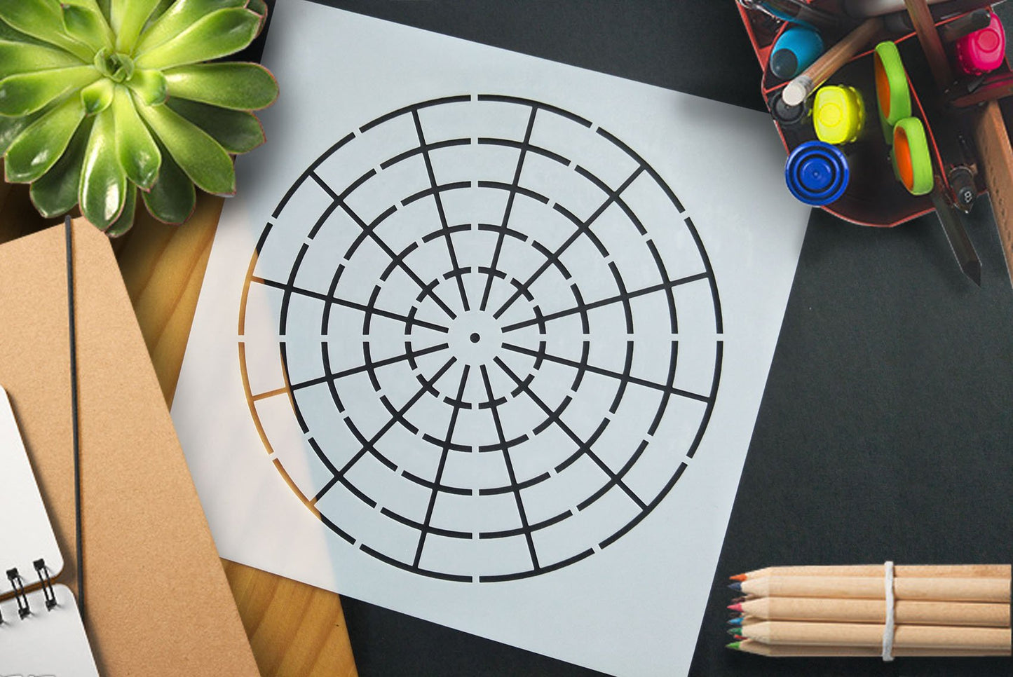 GSS Designs Pack of 3 Mandala Stencils Template Set - Mandala Dotting Tool 8/12/16 Segment - Art Painting Guide for Furniture Cards Canvas Stone Wood (SL-016)