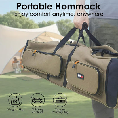 Portable Outdoor Hammock with Quick-Fold Stand,Adjustable Sunshade,Waterproof & UV-Resistant,Heavy-Duty 550lb Capacity,Travel 2-Person Hammock with Storage Bag for Camping,Backyard,Beach,Patio,Indoor