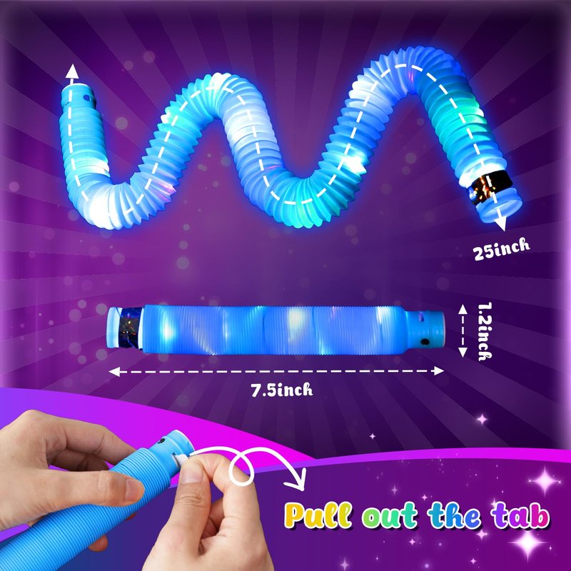 LovesTown 12PCS Glow Sticks for Kids, Glow in the Dark Party Favors Supplies, Light Up Fidget Pop Tubes for Birthday Party Favors Gifts Dance Camp, Goodie Bags Stuffers