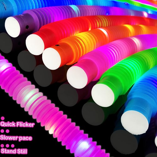 Glow Sticks Bulk Party Favors Supplies 96 PCS, LED Light up Wands Pop Tubes for Toddlers Kids, Glow in Dark Bracelet Necklace Accessories Decorations for Birthday Wedding Dance Floor Props Events