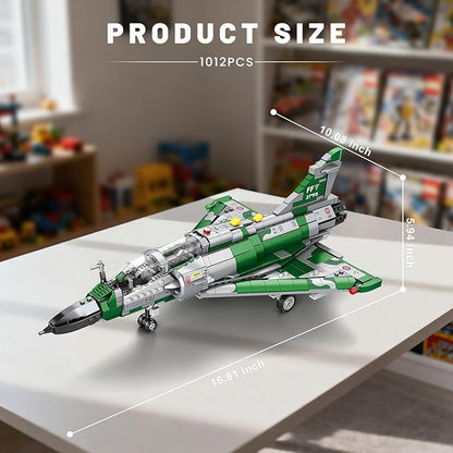 Reobrix Mirage 2000 Fighter Jet Building Kit for Adults and Teens 1012 PCS Military Airplane Model Set STEM Aircraft Toy with Openable Cockpit &amp Retractable Landing Gear Display Collectible Gif