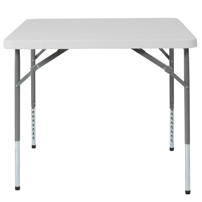 Flash Furniture Kathryn 2.79-Foot Square Height Adjustable Granite White Plastic Folding Table