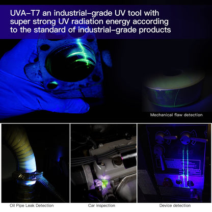 TactEagle Industrial UV Flashlight Rechargeable, 365nm UV Light, Black Light for NDT (Non-Destructive Testing), Pet Urine Detection, A/C Leak Detection, Blood Tracking, Rocks Hunting