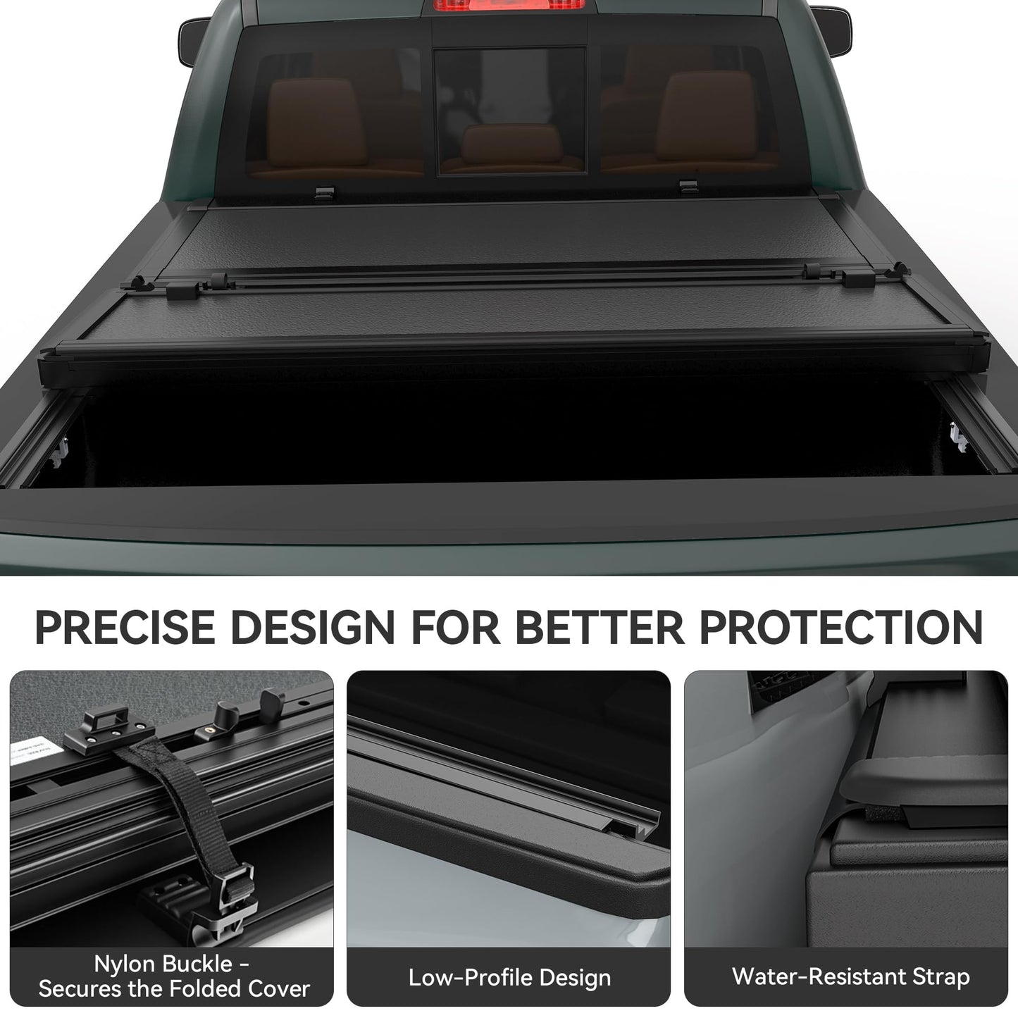 AUTOSAVER88 Low-Profile Hard Tri Fold Truck Bed Tonneau Cover Fit for Jeep Gladiator JT 2020 2021 2022 2023 2024 2025 2026 with 5ft Bed with Trail Rail System