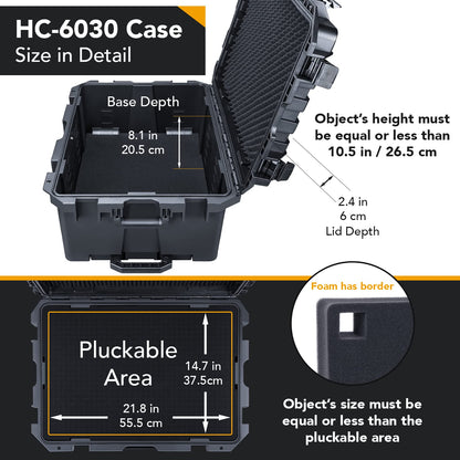 Lykus HC-6030 Large Waterproof Hard Case with Wheels and Customizable Foam, Interior Size 23.5x16.8x10.7 inch, Suitable for large electronic equipment and more