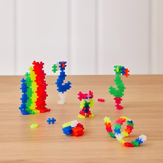 PLUS PLUS - Open Play Set - 3600 Piece in Storage Tub - Basic Neon and Pastel Mix - Construction Building Stem Toy Interlocking Mini Puzzle Blocks for Kids