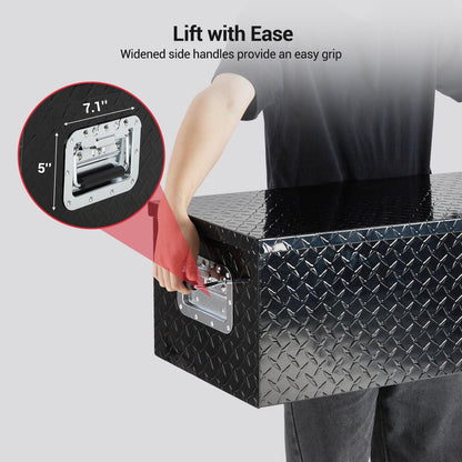 GarveeTech 48 in Aluminum Truck Tool Box, Truck Bed Storage Box with Security Lock and Wider Handles, Heavy Duty Waterproof Tool Boxes Organizer Chest for Pick Up Truck Rv Trailer,Black