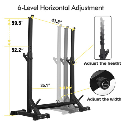 CANPA Adjustable Squat Rack Stand Multi-Function Barbell Rack Weight Lifting Gym Dumbbell Racks Home Gym Bench Press Rack Dumbbell Racks Stands 600Lbs （Black)