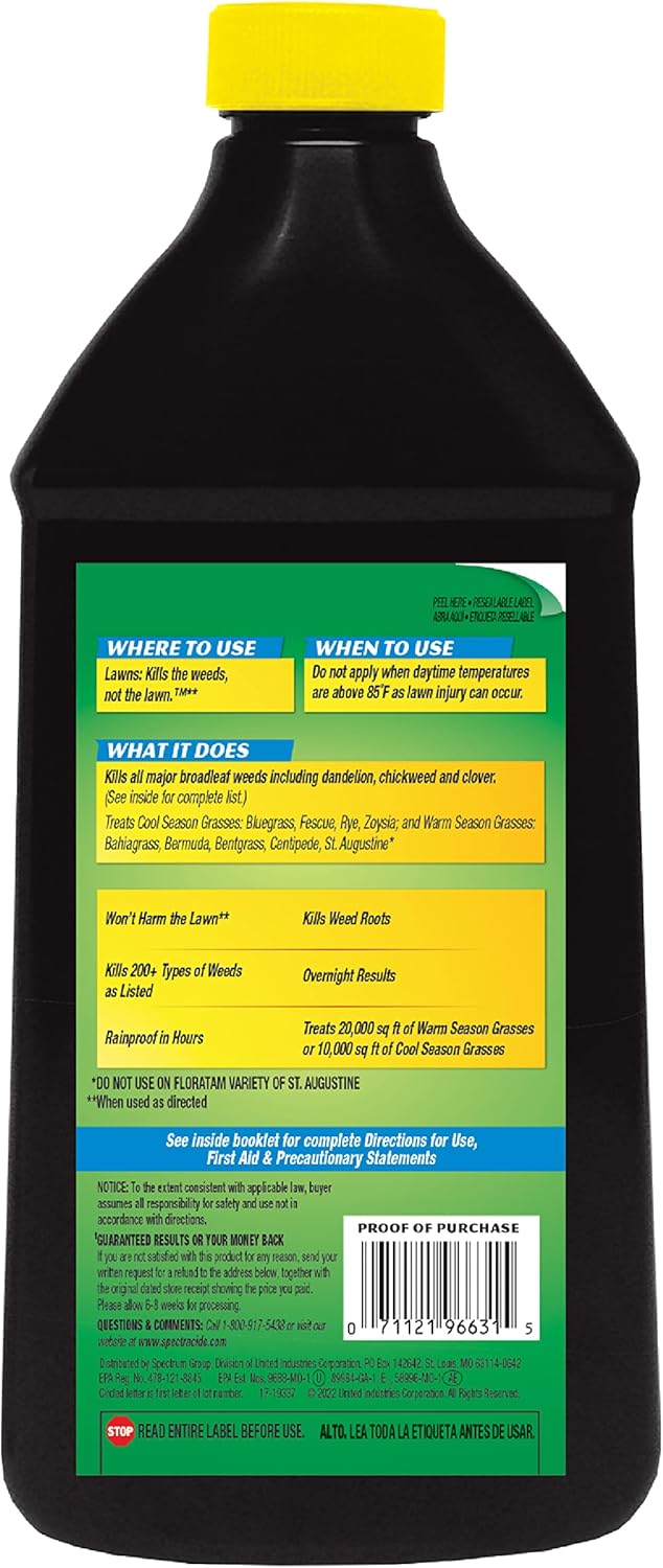 Spectracide Weed Stop - Concentrate Formula Kills Weed Roots Without Harming Lawns - 40 Fl Oz
