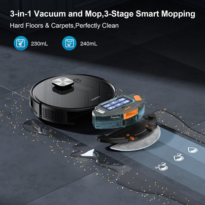 Robot Vacuum and Mop Combo, 2 in 1 Robotic Vacuum Cleaner with Schedule, App/Alexa/Voice Control, Slim 2.87", Self-Charging, 2300 Pa Suction & Long Runtime, Ideal for Hard Floor, Pet Hair, Carpet