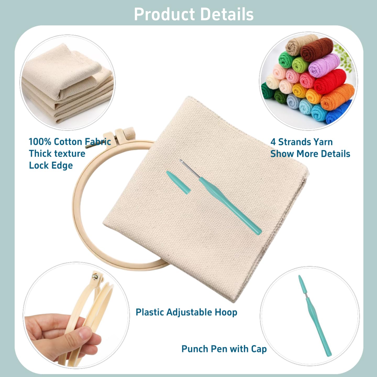 Punch Needle Kits Lemon Spice DIY Embroidery Starter Set with Hoop Easy for Beginners Stress Relief Handmade Craft Hobby and Home Decor 20x20cm-10
