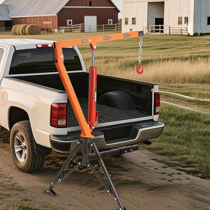 Rugcel 1500 lb Stretchable Receiver Hitch Mounted Hydraulic Swivel Pickup Truck Crane, with Three Boom Capacities of 750 lb, 1000 lb and 1500 lb (Hitch Crane 1500LB)