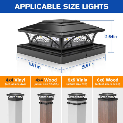 APONUO Solar Post Cap Lights 16 Pack - 4x4 5x5 6x6 Fence Post Lights, Auto On/Off, Waterproof IP64, 2-Mode (Warm/Cool White), Deck Patio Yard Solar Light for Wood & Vinyl Posts, Black