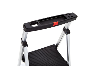 Rubbermaid 3-Step Ladder, Aluminum Lightweight Folding Step Stool with Project Top, Silver, Tested to US Safety Standards, No Assembly Required