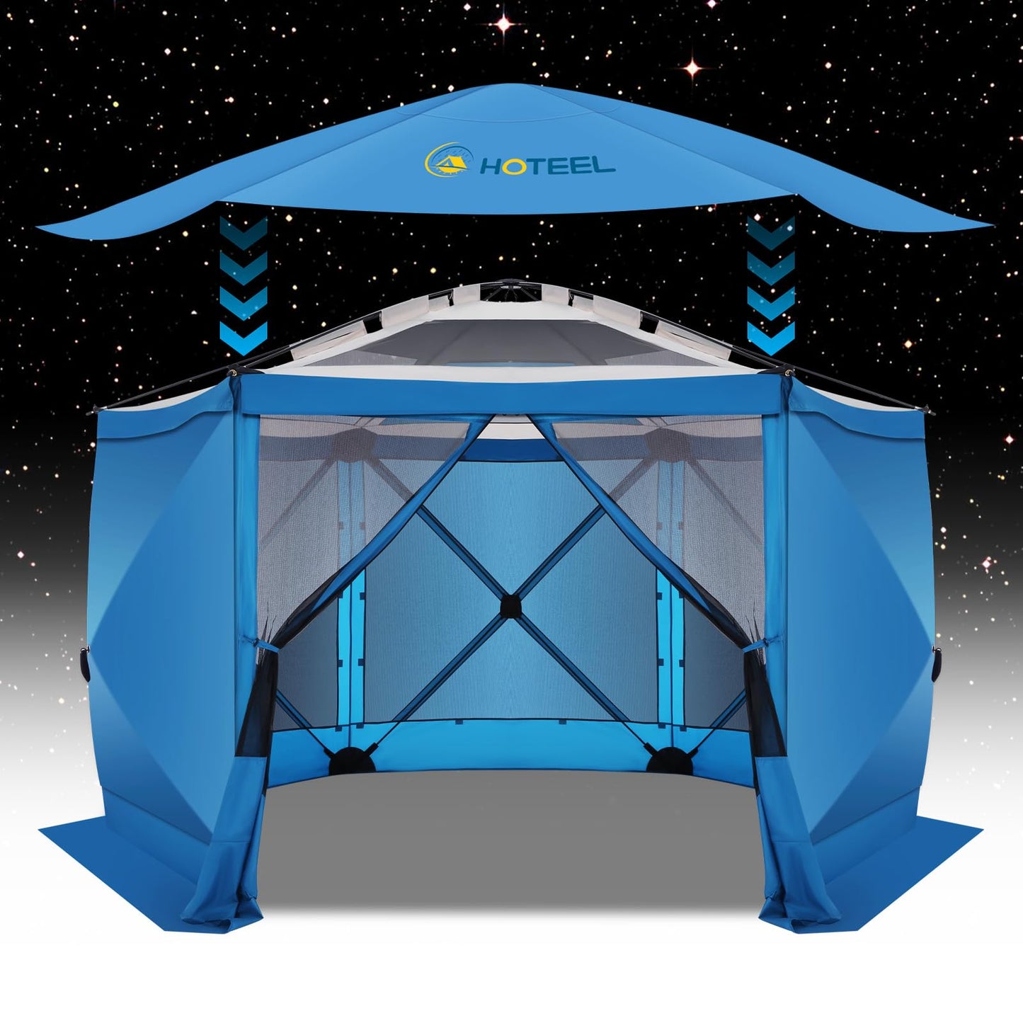 COBIZI 12x12FT Pop Up Gazebo Screen Tent Screen House for Camping, Screen Room with Mosquito Netting, Hub Tent Instant Screened Canopy with Carrying Bag and Ground Stakes, Brown