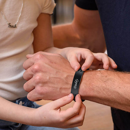 VNOX Father Dad Bracelet for Men - Stainless Steel Link Bracelet Personalized Engraved DAD Jewelry Father Day Birthday Gift for Men DAD Father from Daughter