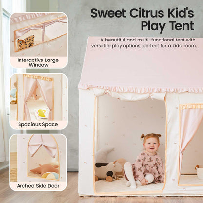 Tiny Land Kids Tent with Mat, Kids Play Tent for Toddlers, 3-in-1 Kids Play Tunnel with Ball Pit & Tent, Pop Up Crawl Tunnel for Toddlers